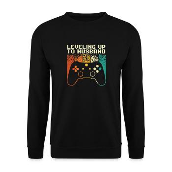 Leveling Up To Husband Gamer Bachelor Party - Unisex Sweatshirt - black - Front - Alina (178cm) & Michal (187cm)