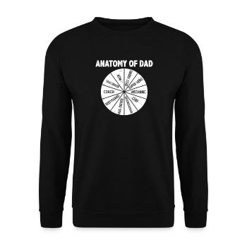 Anatomie des Papas – Rad der Hobbys - Unisex Pullover - Schwarz - Vorne - Alina (178cm) & Michal (187cm)