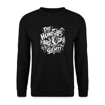 Die mit dem Hund geht - Unisex Pullover - Schwarz - Vorne - Alina (178cm) & Michal (187cm)
