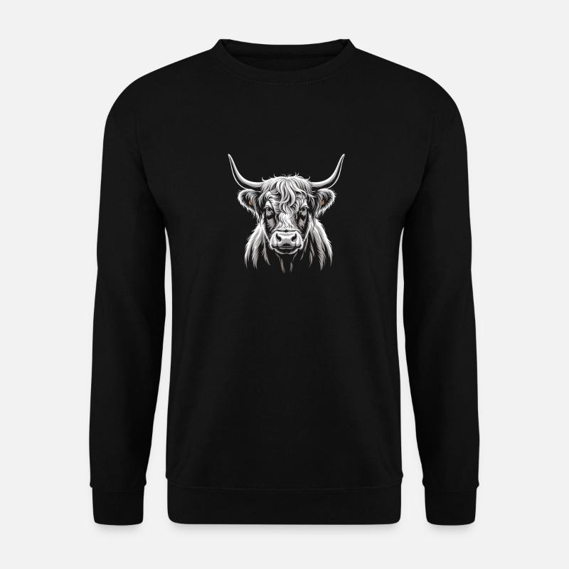 Highland Cattle Head Illustration - Unisex Sweatshirt - black