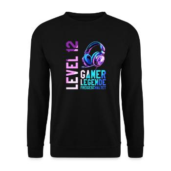12. Geburtstag Junge Mädchen Gaming Level 12 Jahre - Unisex Pullover - Schwarz - Vorne - Alina (178cm) & Michal (187cm)