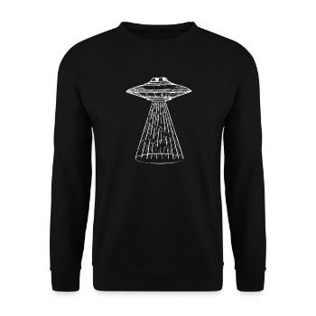UFO-Lichtstrahl-Illustration - Unisex Pullover - Schwarz - Vorne - Alina (178cm) & Michal (187cm)