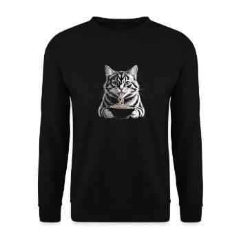 Le chat mange des ramen - Sweat-shirt Unisexe - noir - Devant - Alina (178cm) & Michal (187cm)