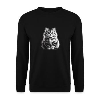 Katze - Unisex Pullover - Schwarz - Vorne - Alina (178cm) & Michal (187cm)