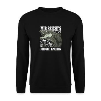 Angeln Spruch - Unisex Pullover - Schwarz - Vorne - Alina (178cm) & Michal (187cm)