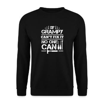 Opa kann es nicht reparieren - Unisex Pullover - Schwarz - Vorne - Alina (178cm) & Michal (187cm)