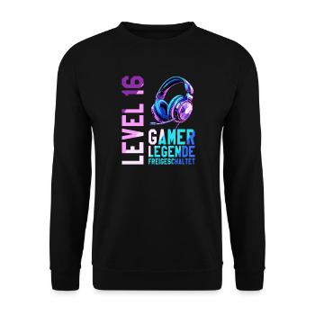 16. Geburtstag Junge Mädchen Gaming Level 16 Jahre - Unisex Pullover - Schwarz - Vorne - Alina (178cm) & Michal (187cm)