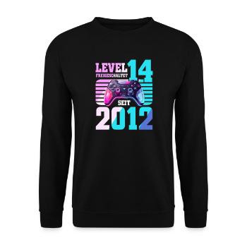 14. Geburtstag Gaming Gamer - Unisex Pullover - Schwarz - Vorne - Alina (178cm) & Michal (187cm)