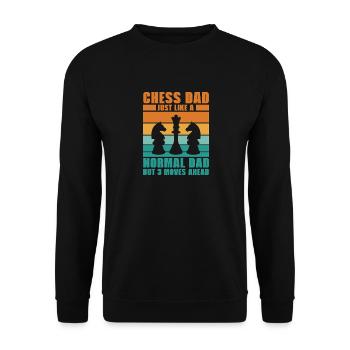 Vatertag Geschenk Schach spielende Väter - Unisex Pullover - Schwarz - Vorne - Alina (178cm) & Michal (187cm)