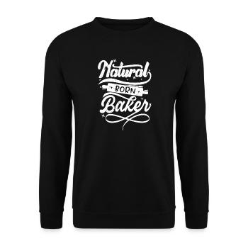 natural born baker - Unisex Pullover - Schwarz - Vorne - Alina (178cm) & Michal (187cm)