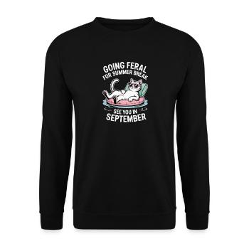 Funny Cat Summer Break Going Feral Teacher - Unisex Sweatshirt - black - Front - Alina (178cm) & Michal (187cm)