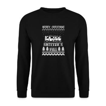 Retro Camper Winter Knit Scene - Unisex Sweatshirt - black - Front - Alina (178cm) & Michal (187cm)