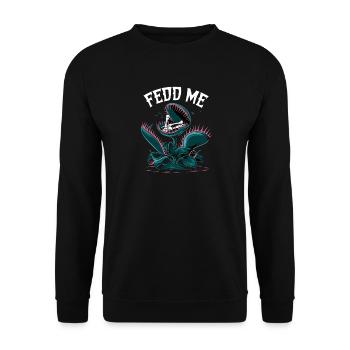 Feed Me Pflanze – Monsterische Venusfliegenfalle - Unisex Pullover - Schwarz - Vorne - Alina (178cm) & Michal (187cm)