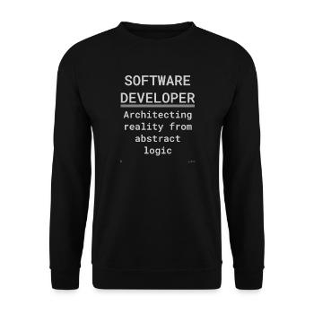 Software Developer: Logic Meets Reality - Unisex Sweatshirt - black - Front - Alina (178cm) & Michal (187cm)