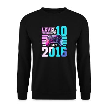 10. Geburtstag Junge Mädchen 2016 Gaming Level 10 - Unisex Pullover - Schwarz - Vorne - Alina (178cm) & Michal (187cm)