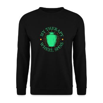 Gifts For Pottery Makers My Therapy Pottery - Unisex Pullover - Schwarz - Vorne - Alina (178cm) & Michal (187cm)