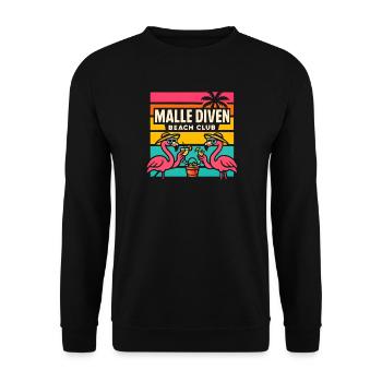 Malle Diven Beach Club Flamingo Mallorca Party - Unisex Sweatshirt - black - Front - Alina (178cm) & Michal (187cm)