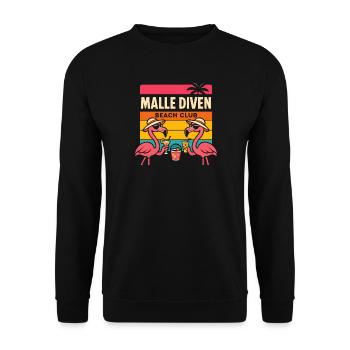 Malle Diven Beach Club Flamingo Mallorca Party  - Unisex Pullover - Schwarz - Vorne - Alina (178cm) & Michal (187cm)