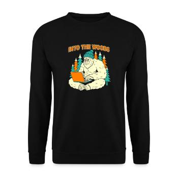 Sasquatch Laptop in the Woods - Unisex Sweatshirt - black - Front - Alina (178cm) & Michal (187cm)