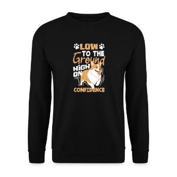 Short Legs, Tall Setting, Corgi - Unisex Sweatshirt - black - Front - Alina (178cm) & Michal (187cm)