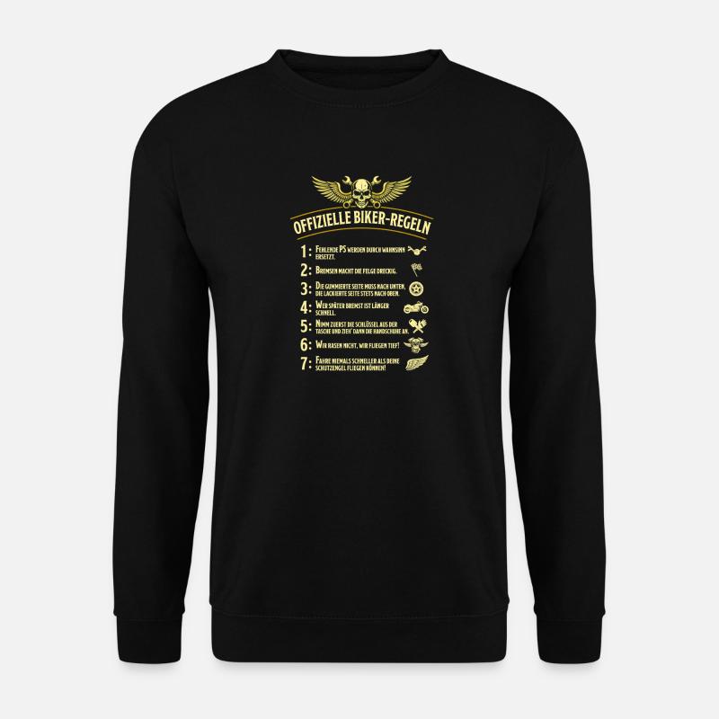 Offizielle Biker Regeln Motorrad Spruch - Unisex Pullover - Schwarz