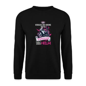 Motorrad Prinzessin Trägt Helm Bikerin - Unisex Pullover - Schwarz - Vorne - Alina (178cm) & Michal (187cm)