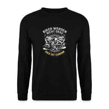 Biker werden nicht grau das ist Chrom Motorrad - Unisex Pullover - Schwarz - Vorne - Alina (178cm) & Michal (187cm)