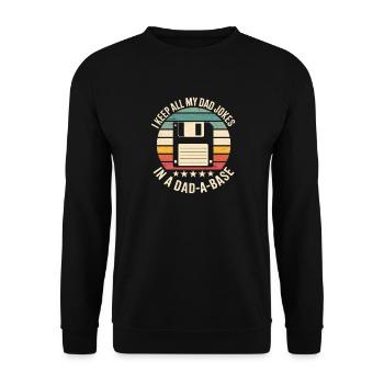 Retro Floppy Disk Humor Dad Jokes Database Database - Unisex Sweatshirt - black - Front - Alina (178cm) & Michal (187cm)
