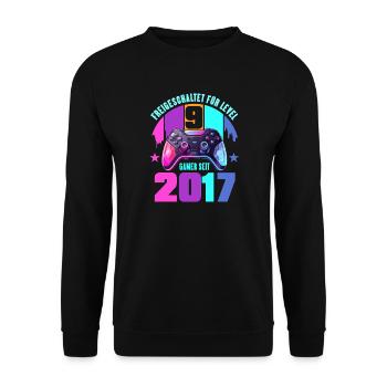 9. Geburtstag Junge Mädchen - Unisex Pullover - Schwarz - Vorne - Alina (178cm) & Michal (187cm)