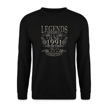 Cadeau pour le 35e anniversaire : Mari Voiture ancienne juin 1991 - Sweat-shirt Unisexe - noir - Devant - Alina (178cm) & Michal (187cm)