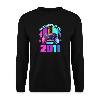 15e anniversaire, jeunes filles - Sweat-shirt Unisexe - noir - Devant - Alina (178cm) & Michal (187cm)