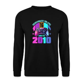 16. Geburtstag Junge Mädchen - Unisex Pullover - Schwarz - Vorne - Alina (178cm) & Michal (187cm)