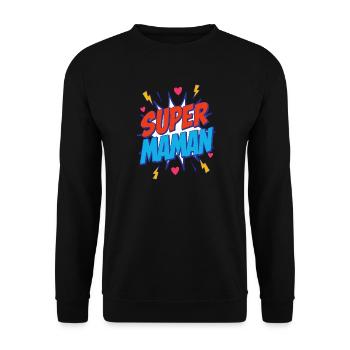 Super Maman - Sweat-shirt Unisexe - noir - Devant - Alina (178cm) & Michal (187cm)