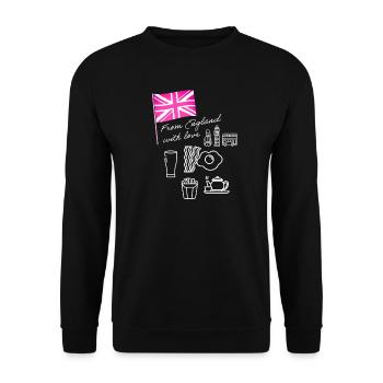 EXANGLIA (Pink + Weiß) - Unisex Pullover - Schwarz - Vorne - Alina (178cm) & Michal (187cm)