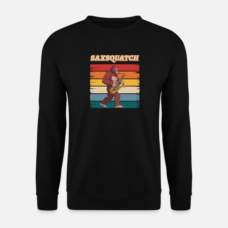 Sax Squatch on Retro Stripes - Unisex Sweatshirt - black