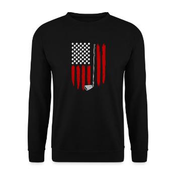 USA Flag Golf Patriotic American Golfer - Unisex Pullover - Schwarz - Vorne - Alina (178cm) & Michal (187cm)
