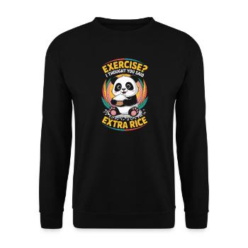 Panda Extra Rice Humor - Unisex Pullover - Schwarz - Vorne - Alina (178cm) & Michal (187cm)