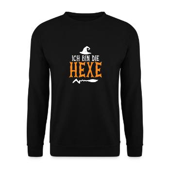 Ich Bin Die Hexe Halloween - Unisex Pullover - Schwarz - Vorne - Alina (178cm) & Michal (187cm)