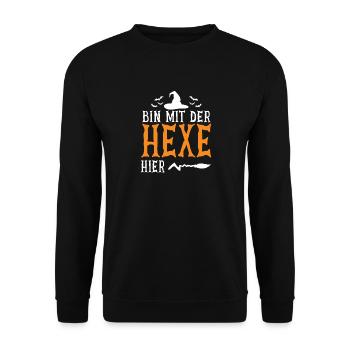 Ich Bin Mit Der Hexe Hier - Unisex Pullover - Schwarz - Vorne - Alina (178cm) & Michal (187cm)