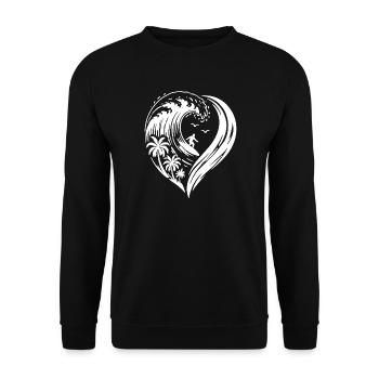 Heart Surfer Waves Ocean Love - Unisex Sweatshirt - black - Front - Alina (178cm) & Michal (187cm)