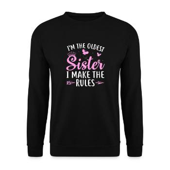 Oldest Sister Rules Pink - Unisex Sweatshirt - black - Front - Alina (178cm) & Michal (187cm)