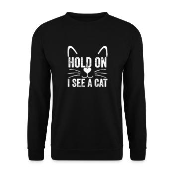 Hold On I See A Cat - Unisex Sweatshirt - black - Front - Alina (178cm) & Michal (187cm)