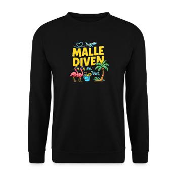 Malle Divas On Tour Women's Flamingo Mallorca Party - Unisex Sweatshirt - black - Front - Alina (178cm) & Michal (187cm)