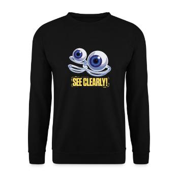 See Clearly Eye Graphic - Unisex Sweatshirt - black - Front - Alina (178cm) & Michal (187cm)