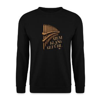 Panflöte Atem Klang Gefühl für Panflötenfans - Unisex Pullover - Schwarz - Vorne - Alina (178cm) & Michal (187cm)