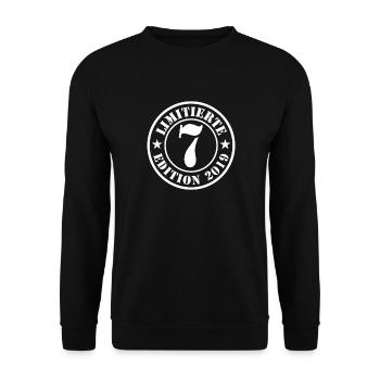 7th Birthday Boy Girl - Unisex Sweatshirt - black - Front - Alina (178cm) & Michal (187cm)