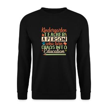 Chaos des enseignants de maternelle vers l’éducation Maternelle - Sweat-shirt Unisexe - noir - Devant - Alina (178cm) & Michal (187cm)