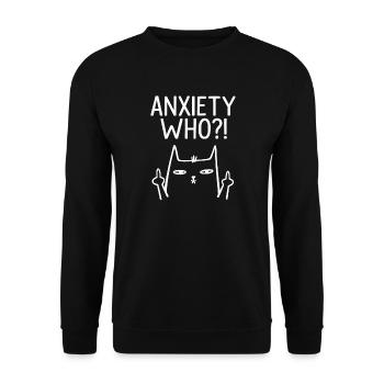 Chat Anxiety Who - Sweat-shirt Unisexe - noir - Devant - Alina (178cm) & Michal (187cm)