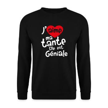 J’aime ma tante Elle est Géniale - Sweat-shirt Unisexe - noir - Devant - Alina (178cm) & Michal (187cm)