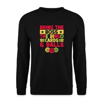 Bingo Game Bring The Chef The Cards Bingo - Unisex Pullover - Schwarz - Vorne - Alina (178cm) & Michal (187cm)